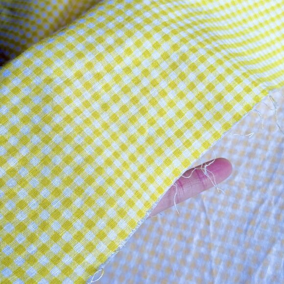 Vintage Sunshine Yellow Gingham Tiny Woven Check Plaid Quilt Cotton 2 Yards - Picture 3 of 3